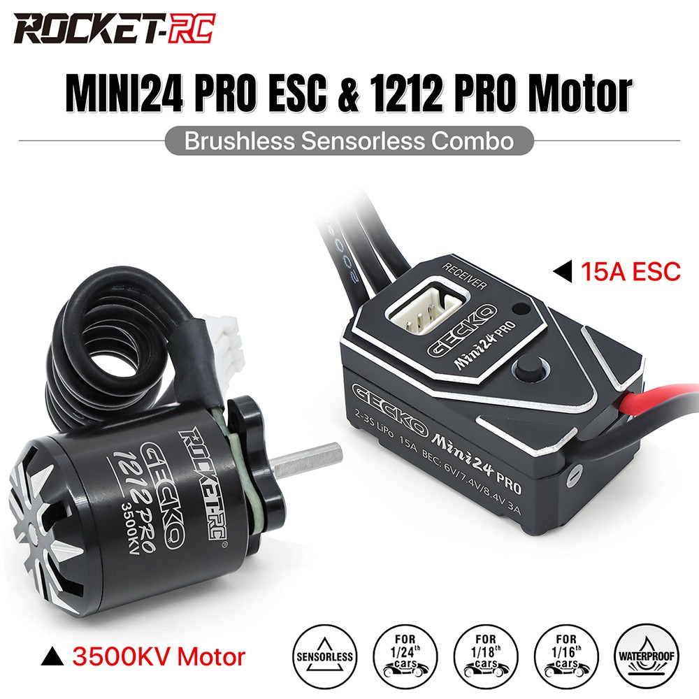 ROCKET-RC GECKO Pro 3500KV Motor MINI24 ESC Brushless For 1/16 1/18 1/24 RC Car