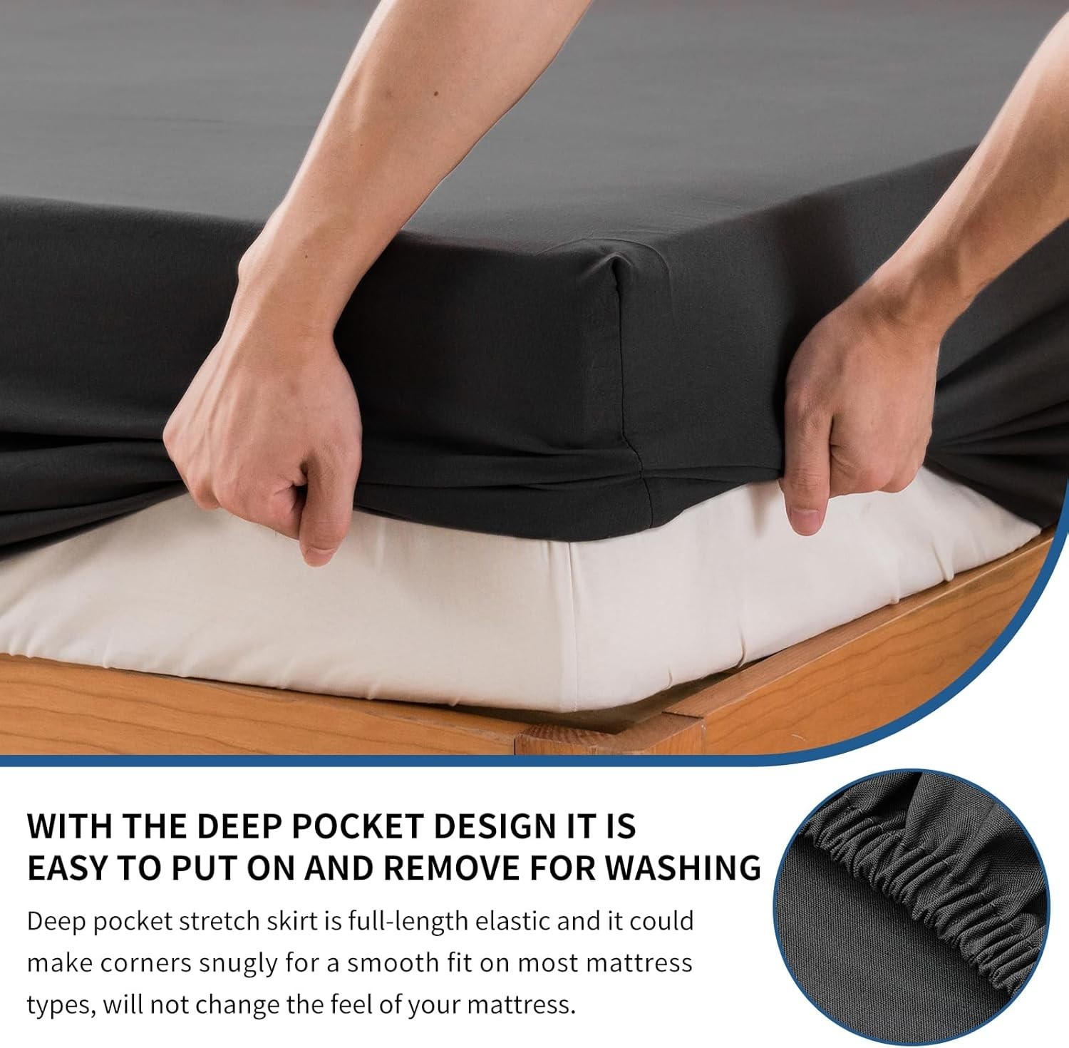 16" Prewashed Deep Pocket Fitted Sheet King Size - Pack of 2 Bed Sheet - Soft...