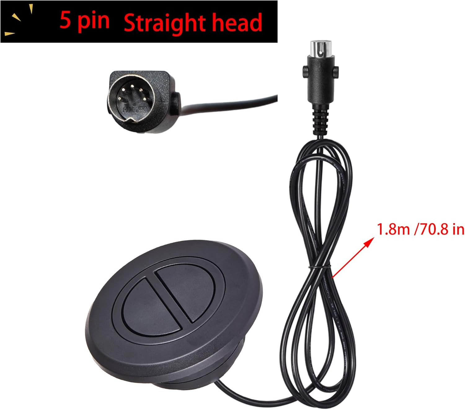 Electric Recliner Switch,2 Button round Hand Control Handle,5 Pin Plug Fixed Pow