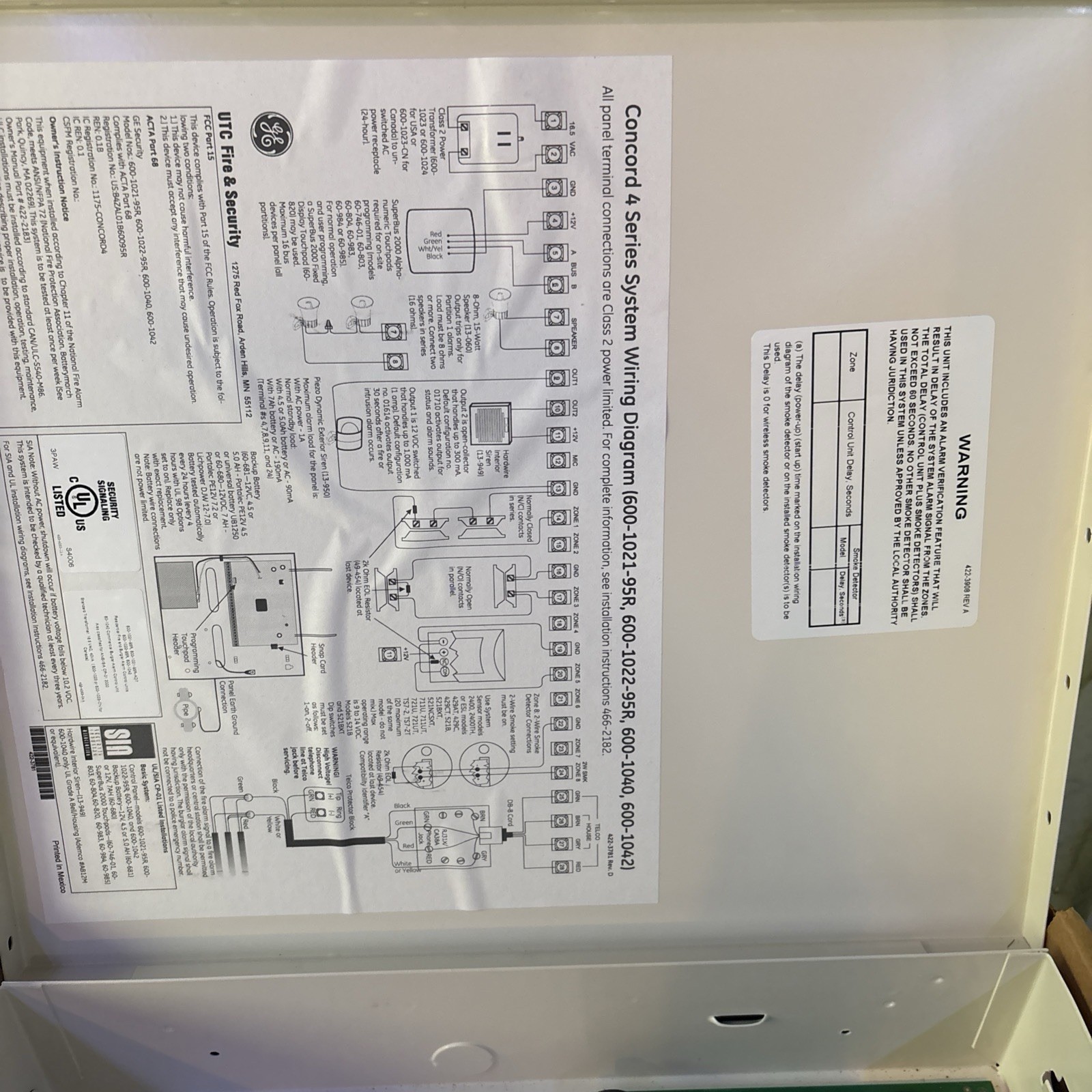 GE Concord 4 Security Panel 80-860-4 Wireless Crystal Package Missing Touchpad