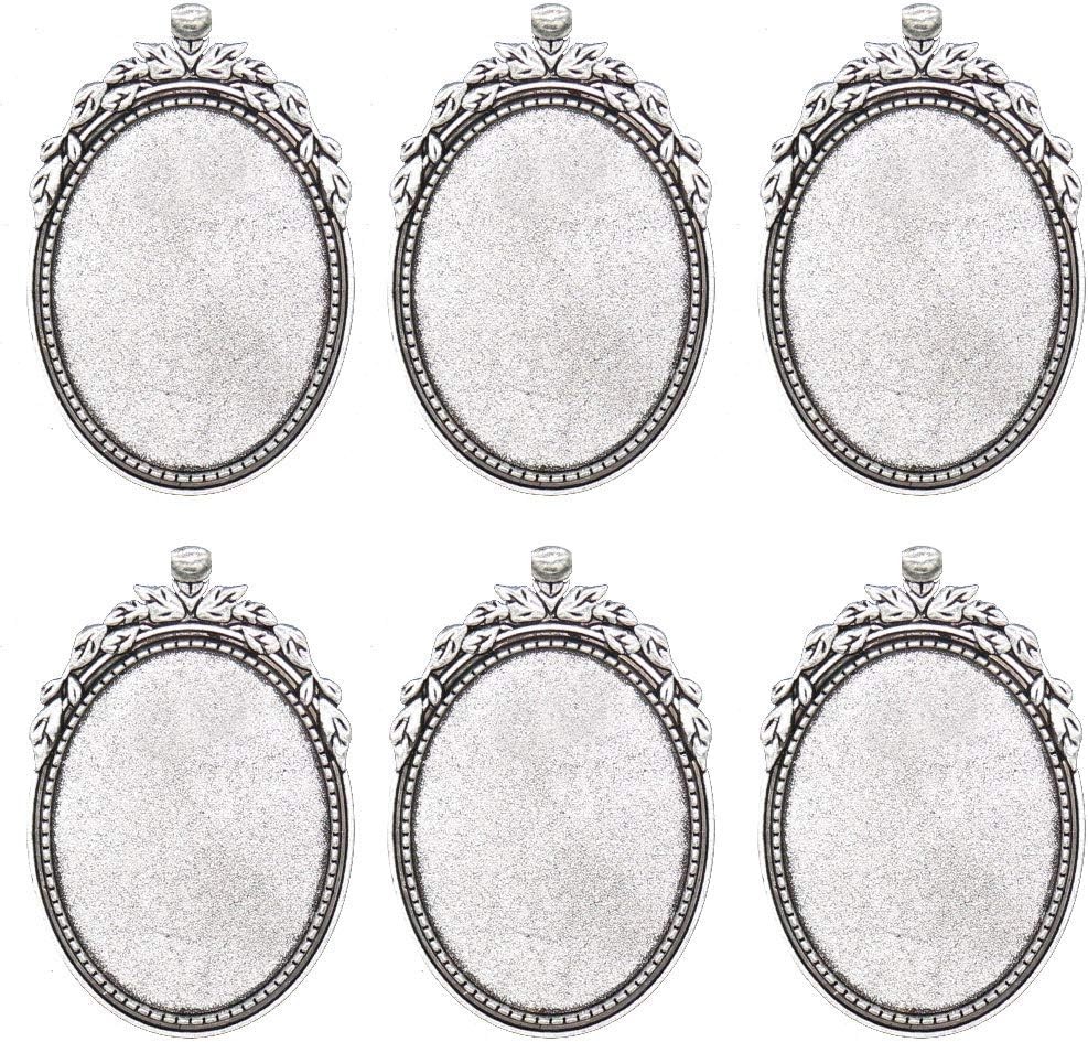 30 x 40mm 20 Pcs Antique Silver Oval Bezel Pendant Trays Blanks Cameo Bezel...
