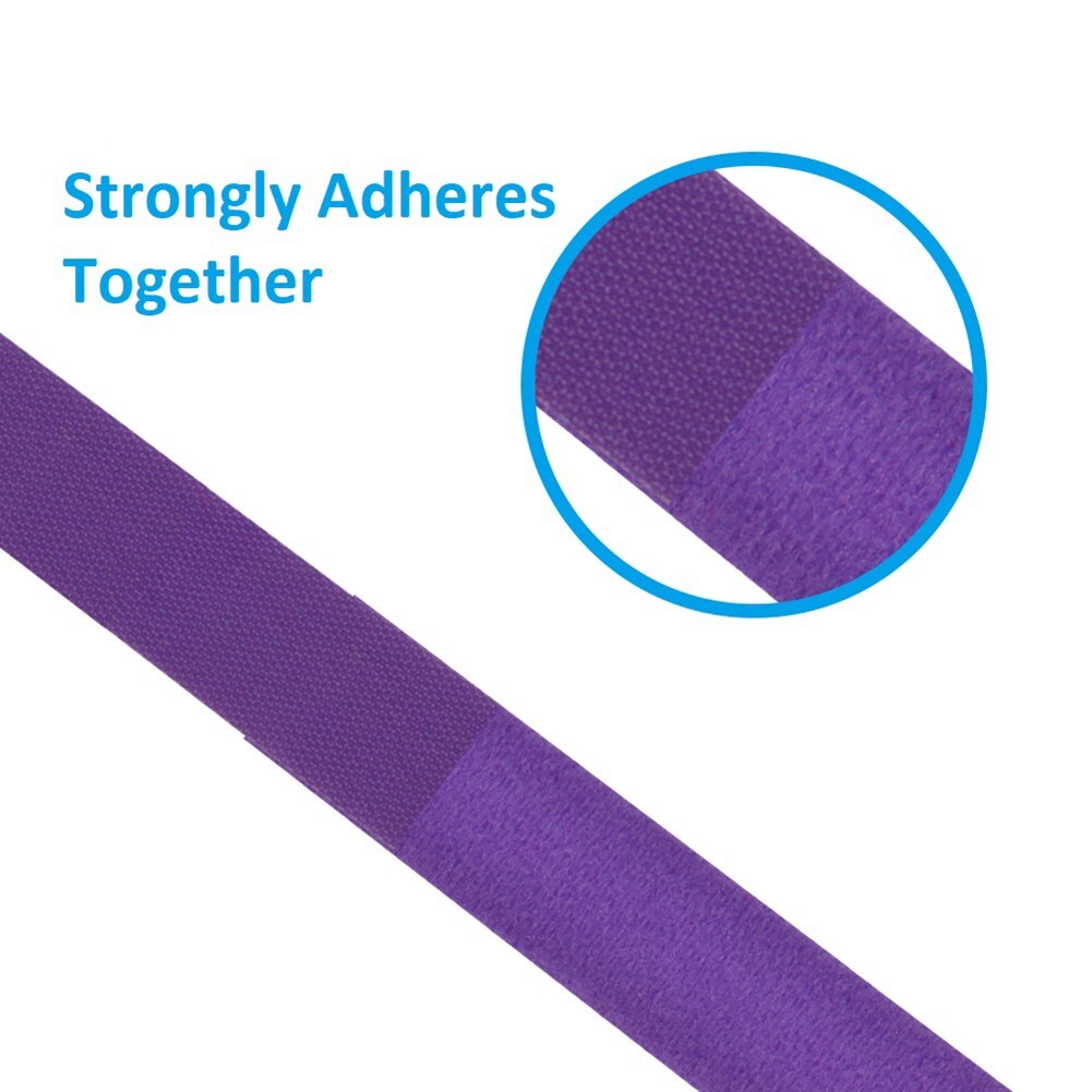 3x 50FT Roll Reusable Hook Loop Self Attaching Cable Tie Fastening Tape Purple