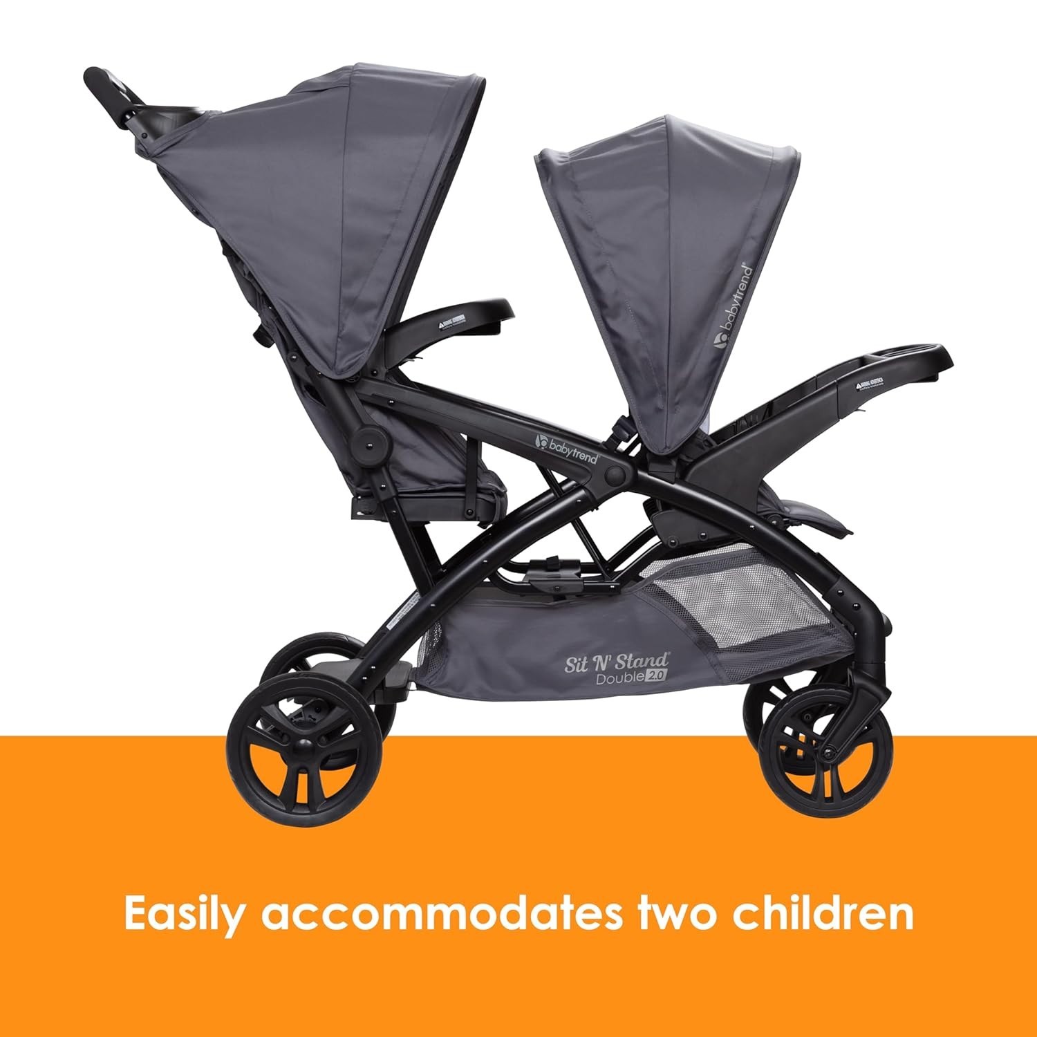 Sit N Stand Double Stroller Dash Grey Foldable Lightweight Travel Friendly