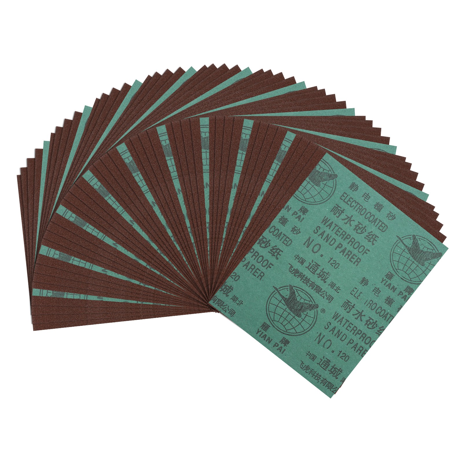 50pcs Sand Papers - [9 x 11 Inch x 120 Grits] Alumina Sandpaper Sheets Red