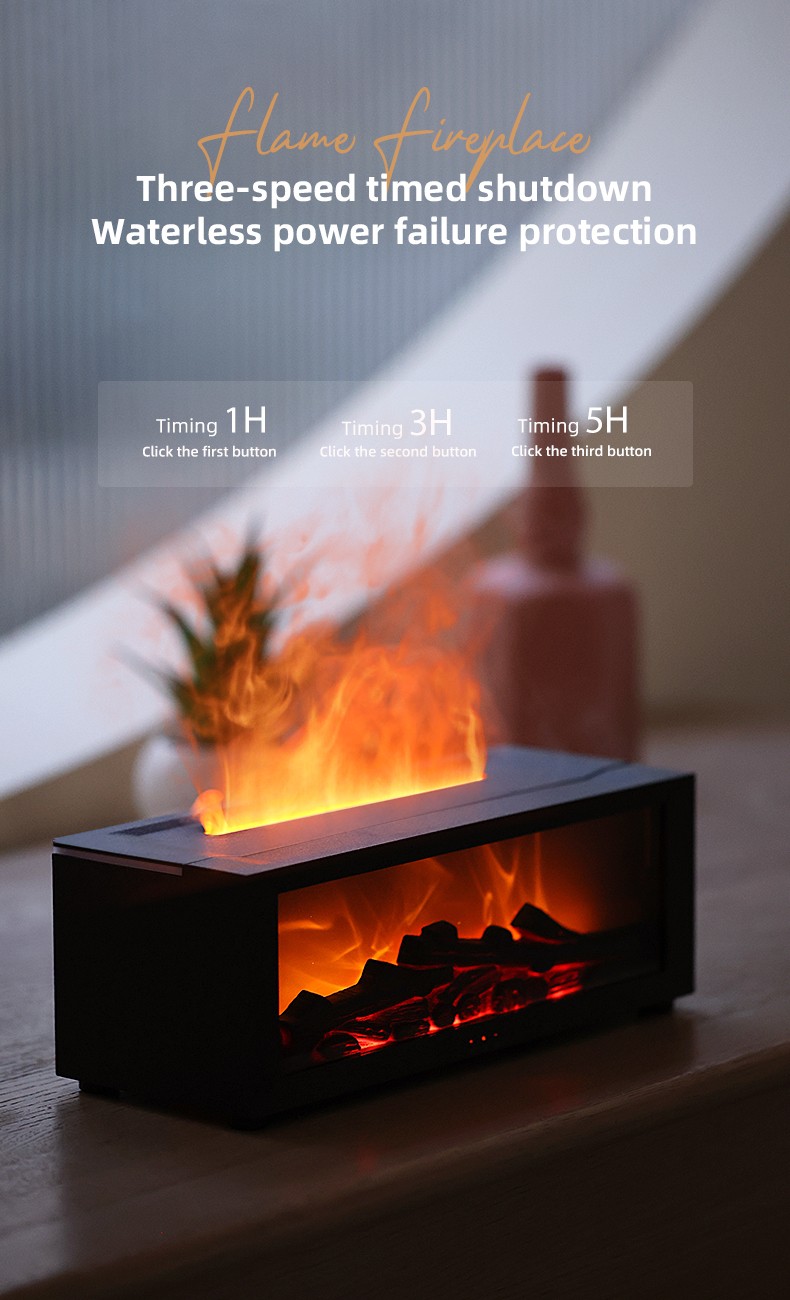Essential Oil Diffuser 7 Colors Fireplace Fire Flame Aromatherapy Diffuser 150ml