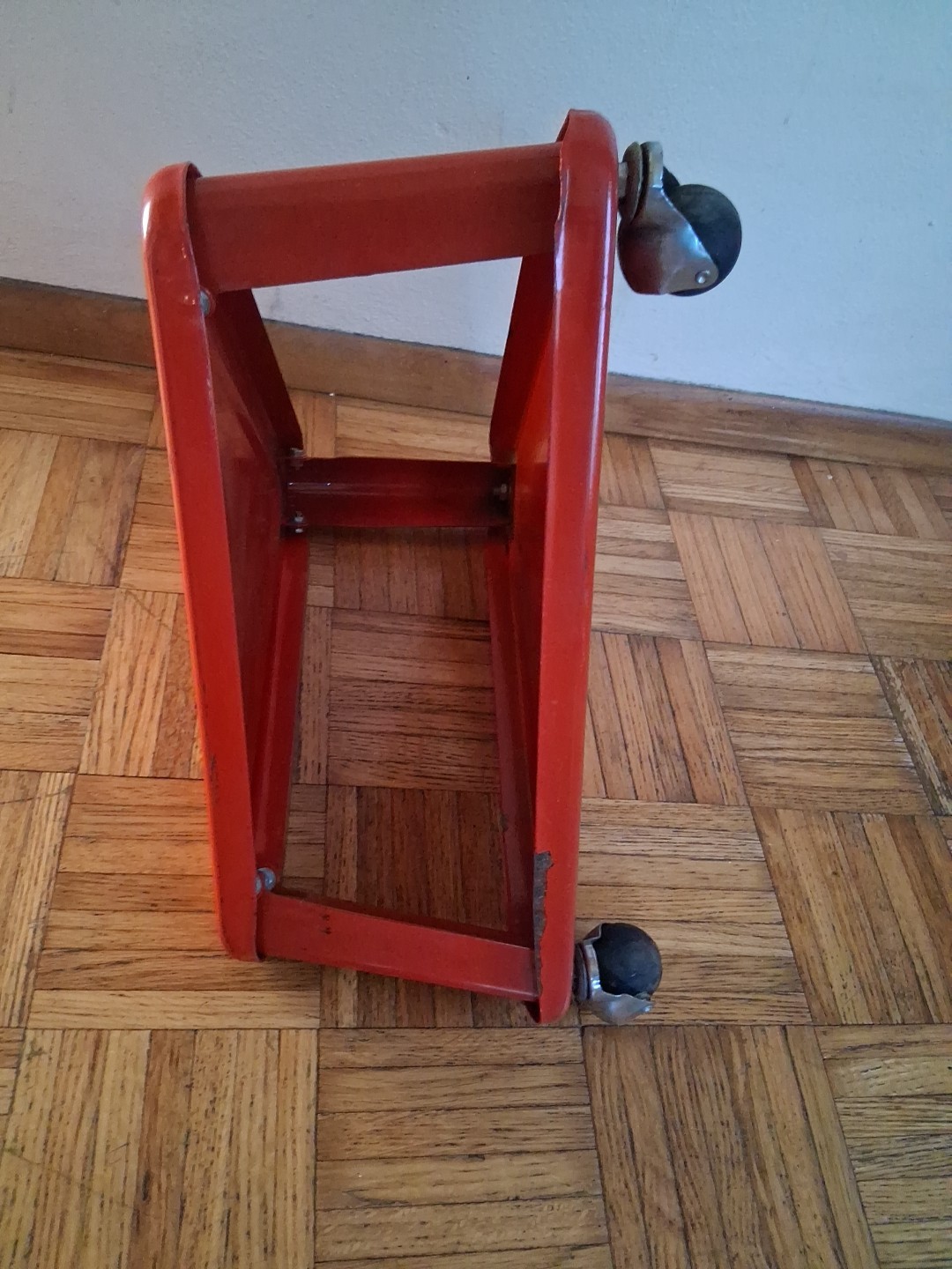 Vintage Mechanics Rolling Seat Red Triangle On Wheels