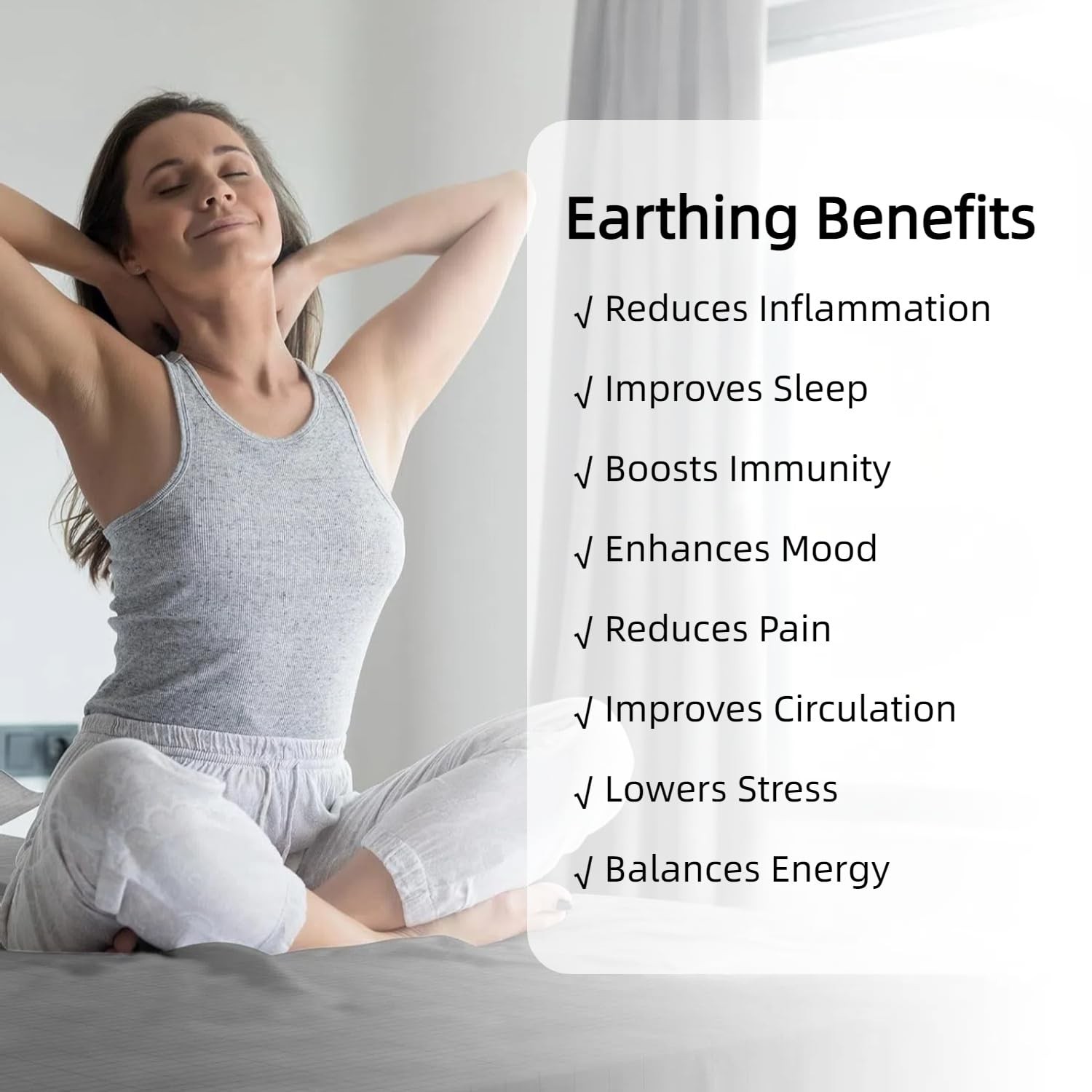 Grounding Sheets for Earthing Queen Size Grounding Fitted Bed Sheets with 15 ft