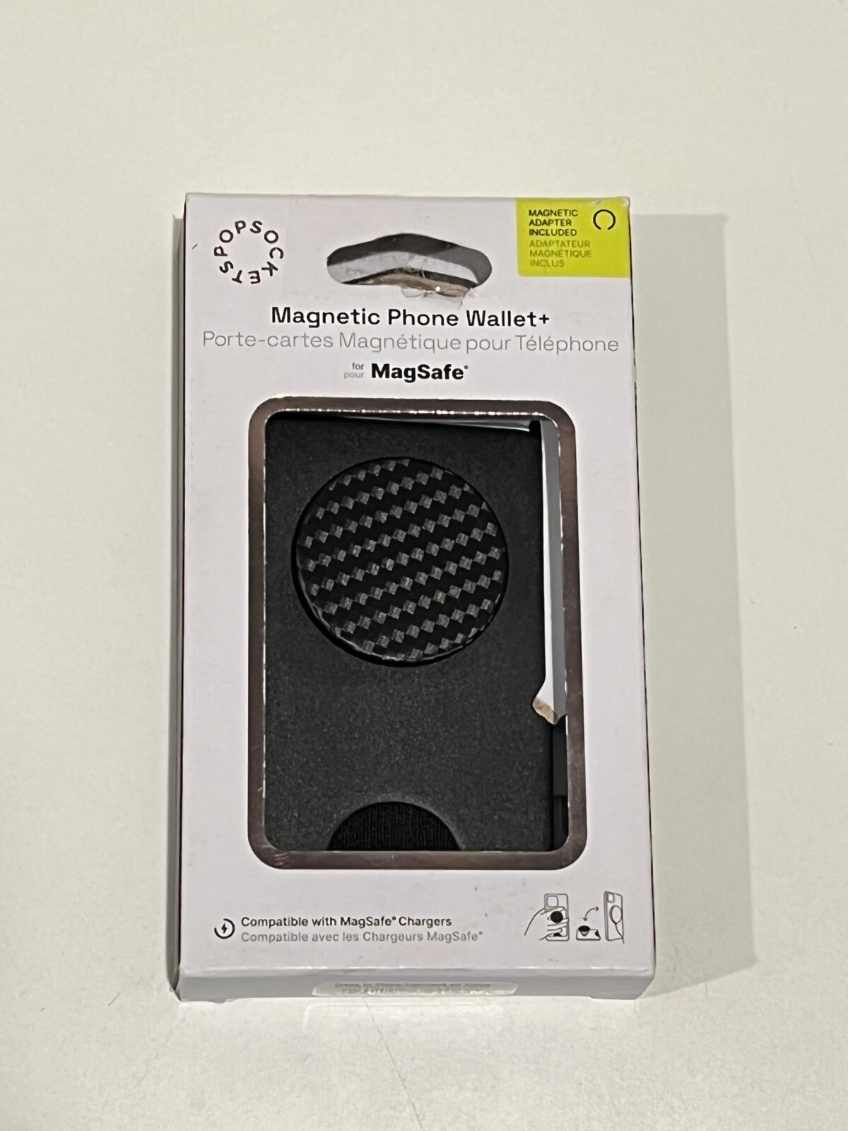 PopSockets Magnetic MagSafe PopWallet+ Phone Wallet/Grip iPhone Carbonite Weave