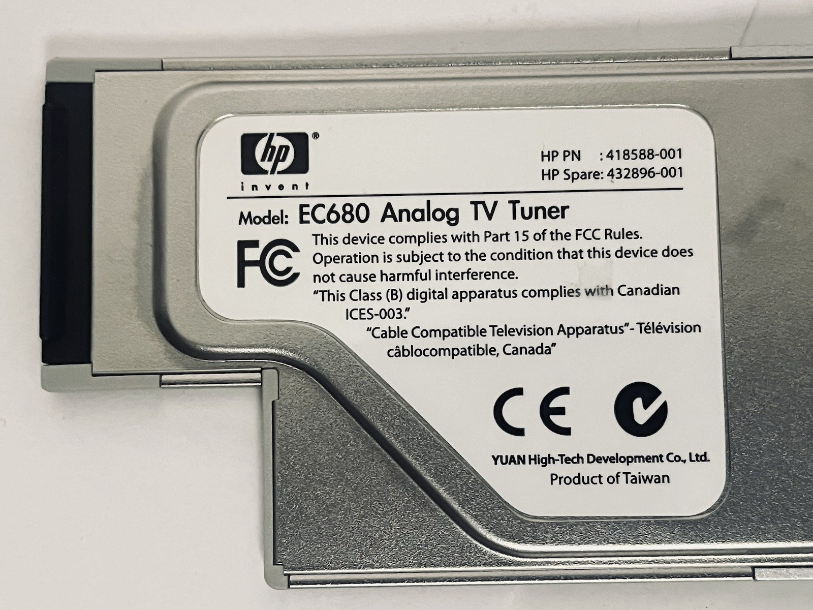 HP Express Card Analog TV TUNER Model EC680