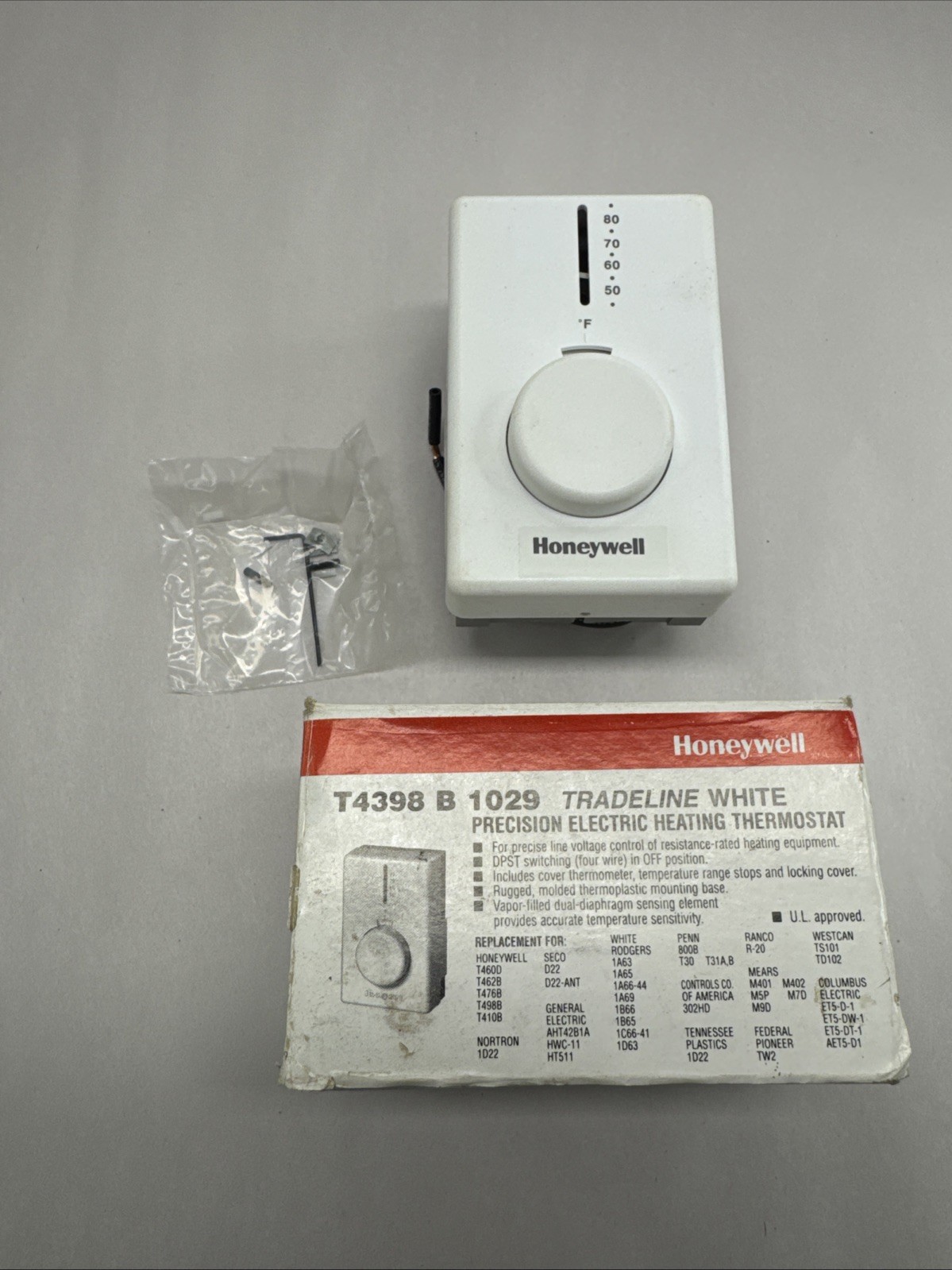 Honeywell Home T4398b1029 Electric Heat Thermostat Dpst, Dual Diaph