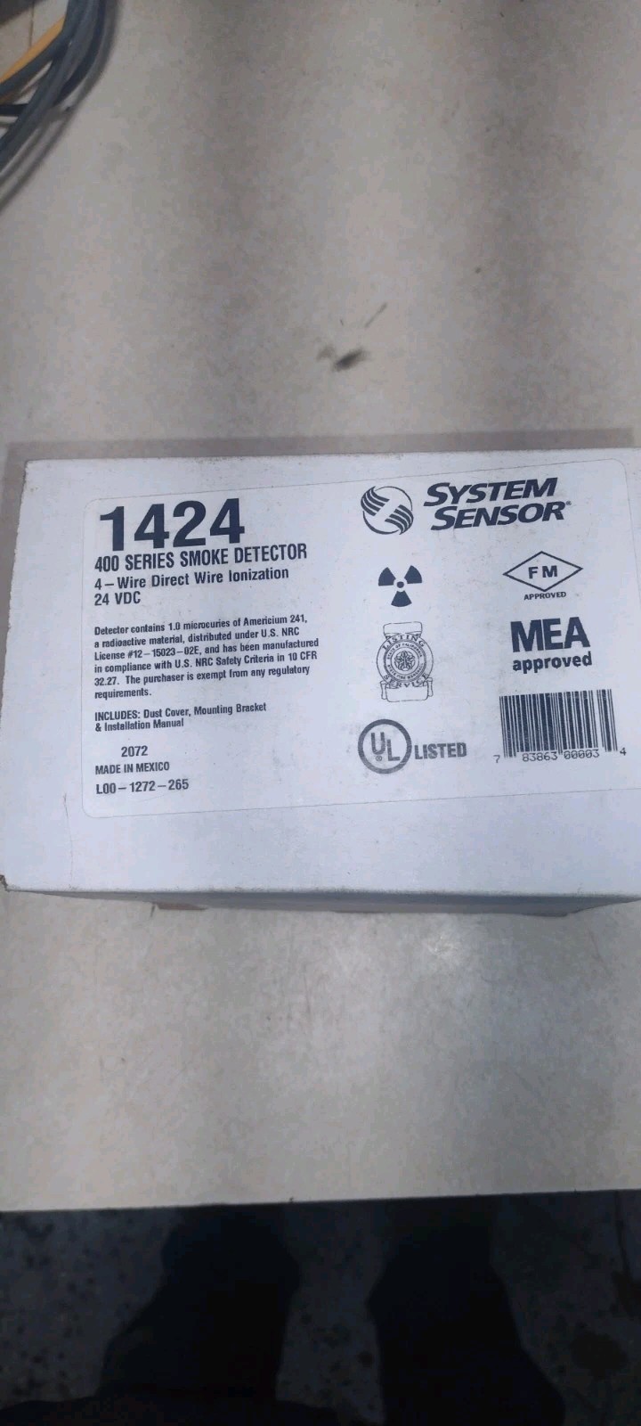 System Sensor 400 Series Smoke Detector, 1424 Model