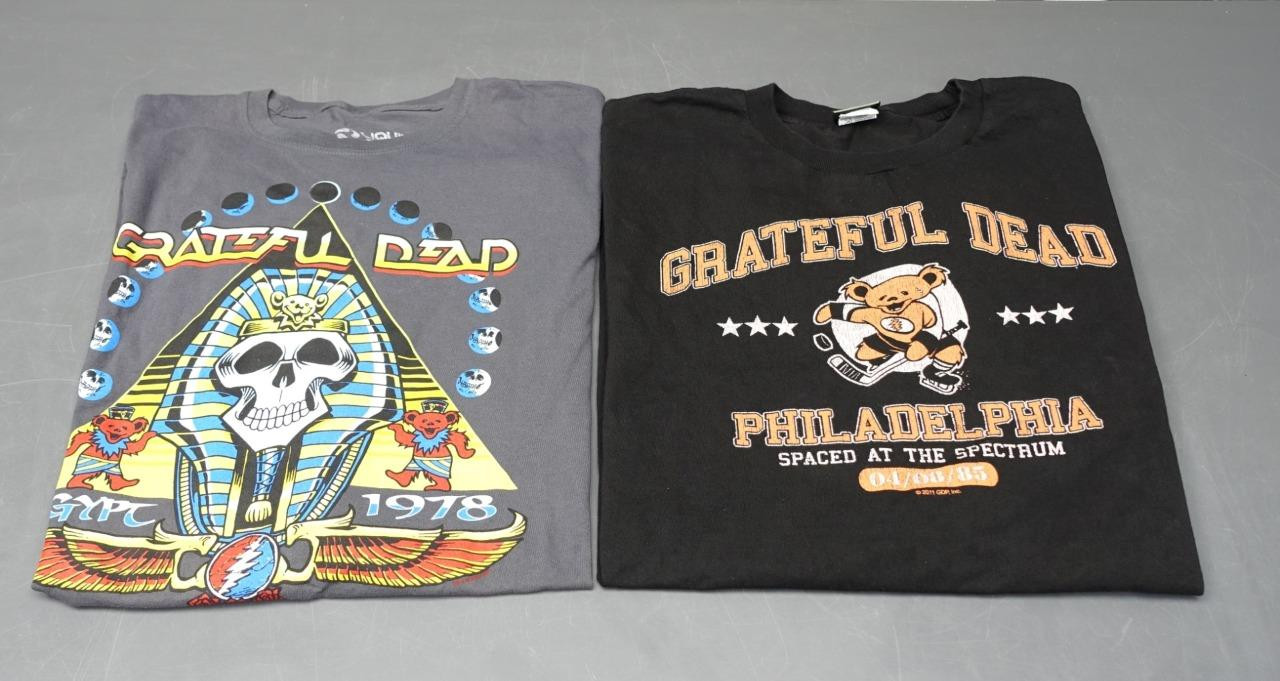 Lot 2 Men's Sz 6XL GRATEFUL DEAD Black/Gray Cotton T-Shirts Liquid Blue