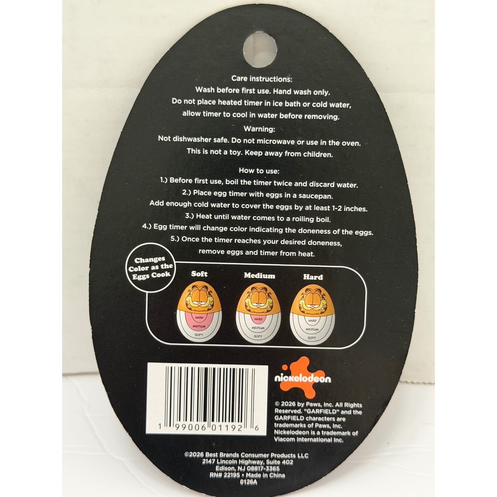 Nickelodeon Garfield Color Changing Egg Timer Soft Medium Hard Boiled New