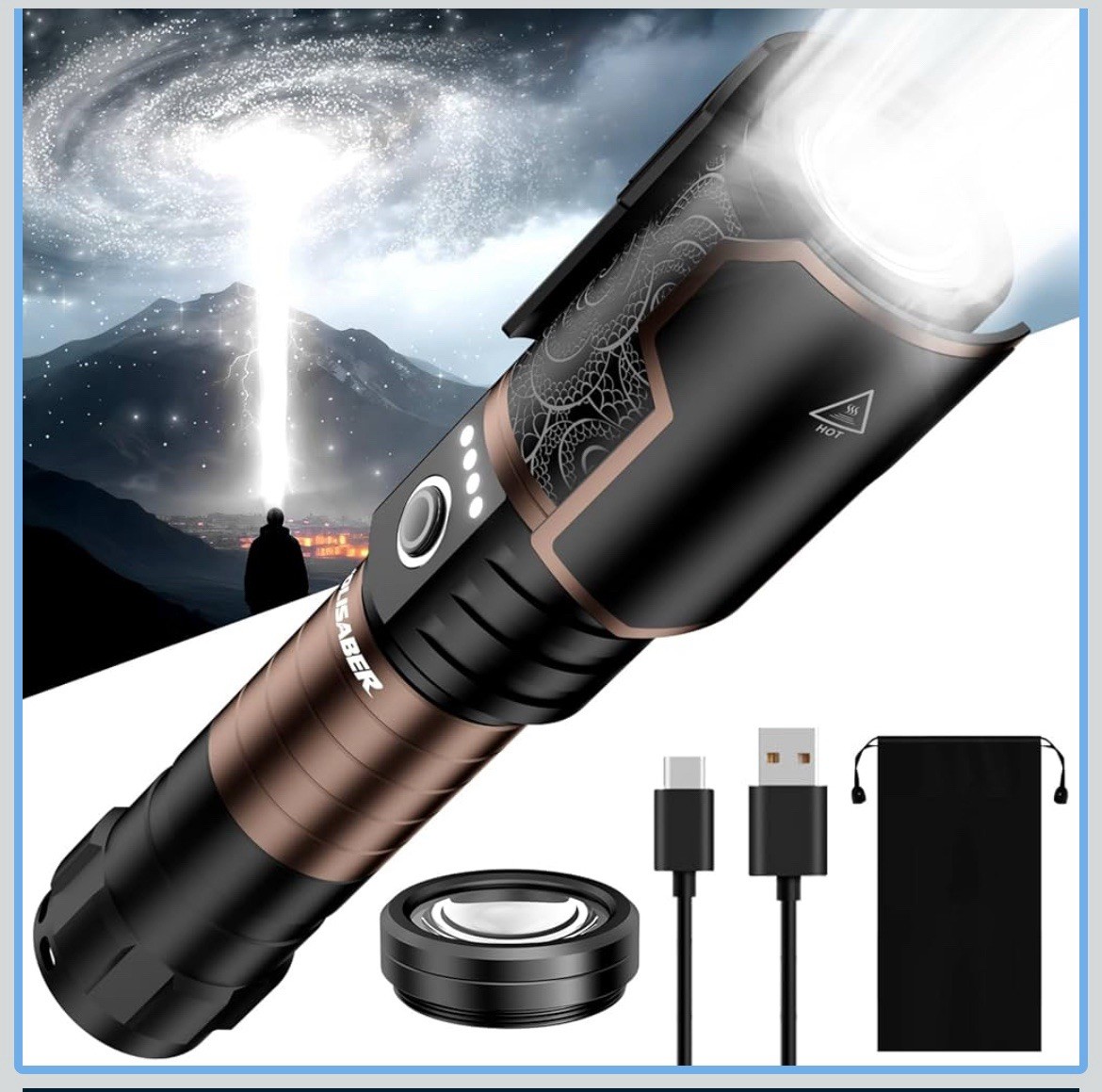 Volisaber LED Flashlight 99000 Lumens Rechargeable 5000mAh Super Bright Tactical