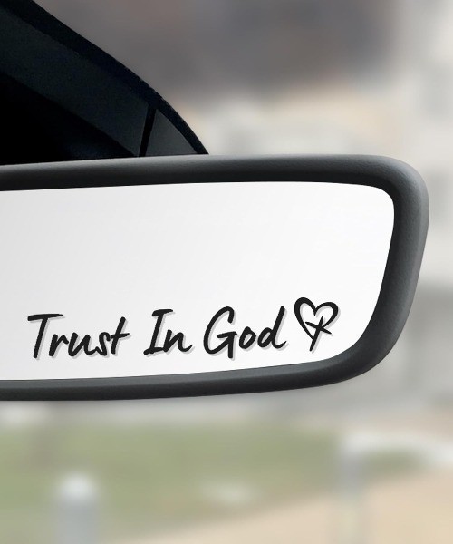 Trust in God Crystal Sticker for Car Rearview Mirror, 4PCS Black  Color: Black