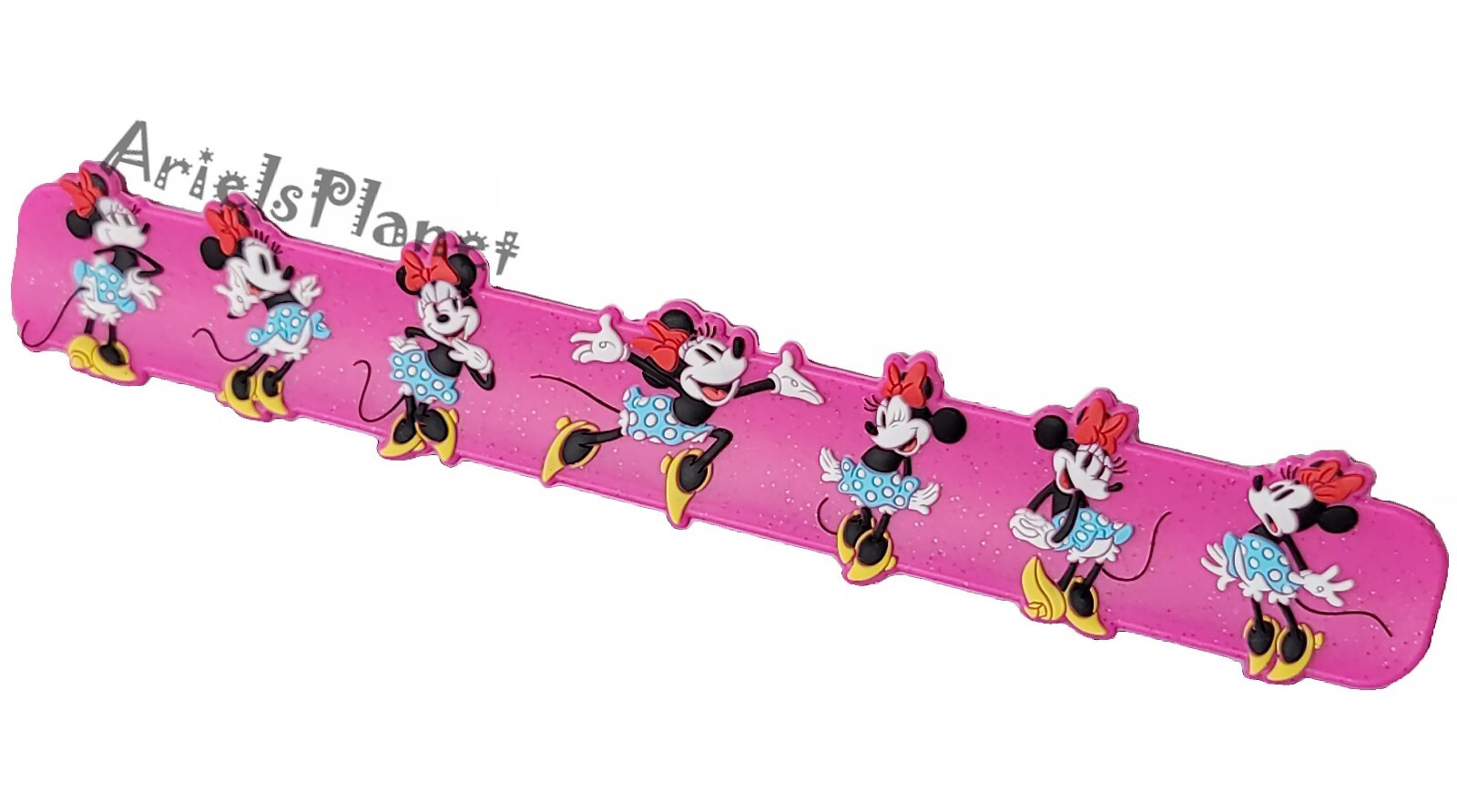 Disney Parks Minnie Mouse Happy Posses Bows Ears Dots & Heels Pink Slap Bracelet