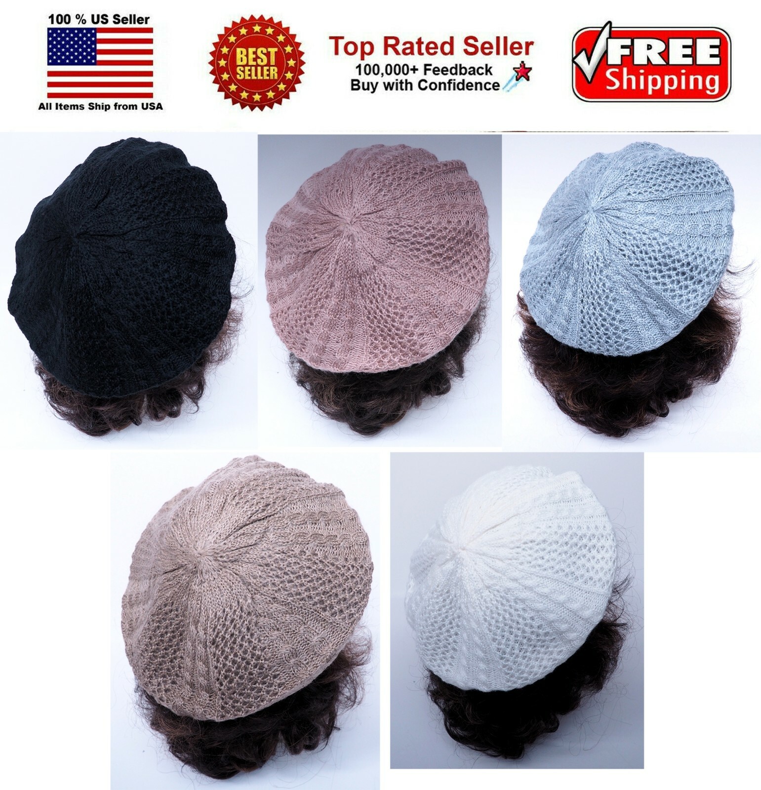 Women Warm Winter Knit Crochet Beret Braided Baggy Beanie Hat Cap