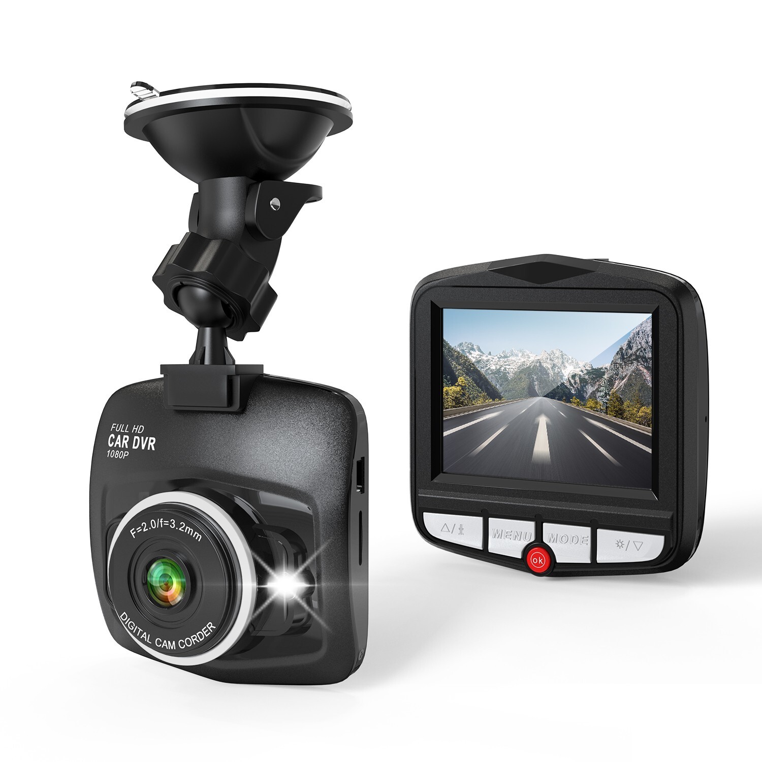 2.4''1080P Full HD Dash Cam-Front & Rear Car Camera with Night Vision & G-Sensor