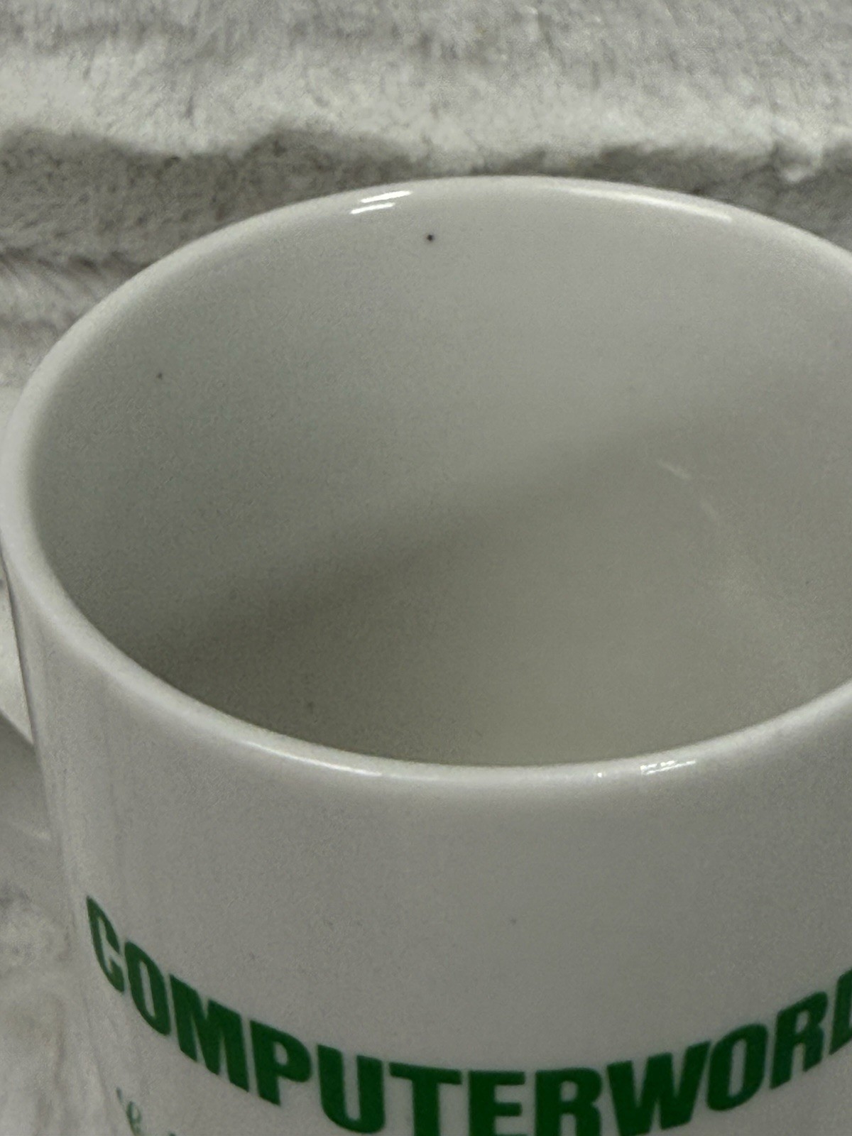 Vintage COMPUTERWORLD COMPUTER WORLD Coffee Mug Celebrating Back To The Future..