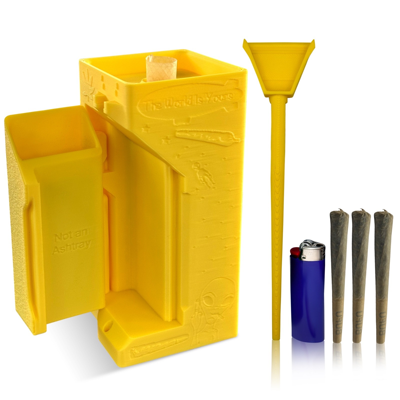Cone Packer For King Cones-ConePacking Station -PreRoll Filler With Scoop-Yellow