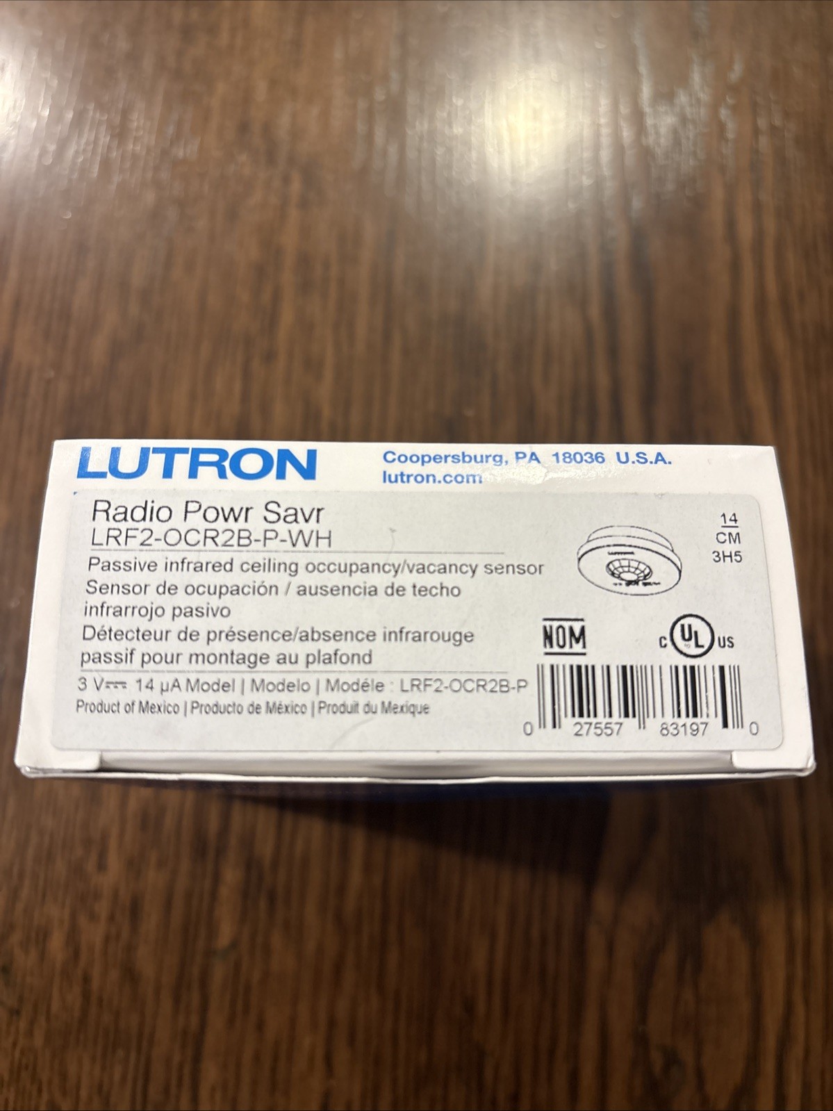 New LUTRON LRF2-OCR2B-P-WH 120V Wireless Ceiling Sensor - White