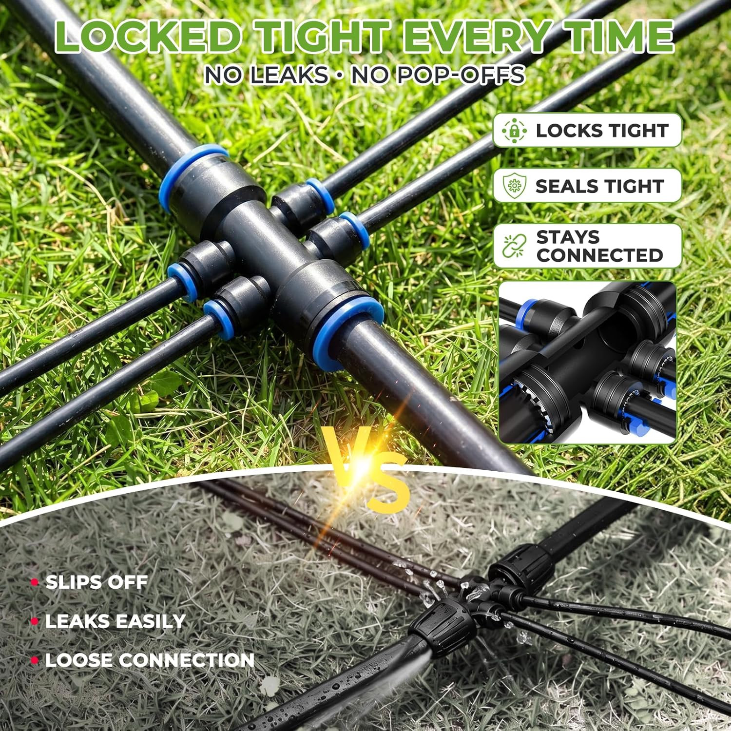200FT Drip Irrigation System Kit, Quick-Connect Garden Watering System with 33FT