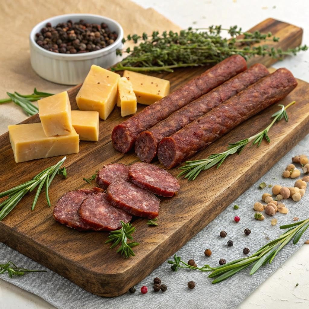 100% Grass Fed Garlic Summer Sausage Beef Sticks - Delicious Gluten Free Beef...