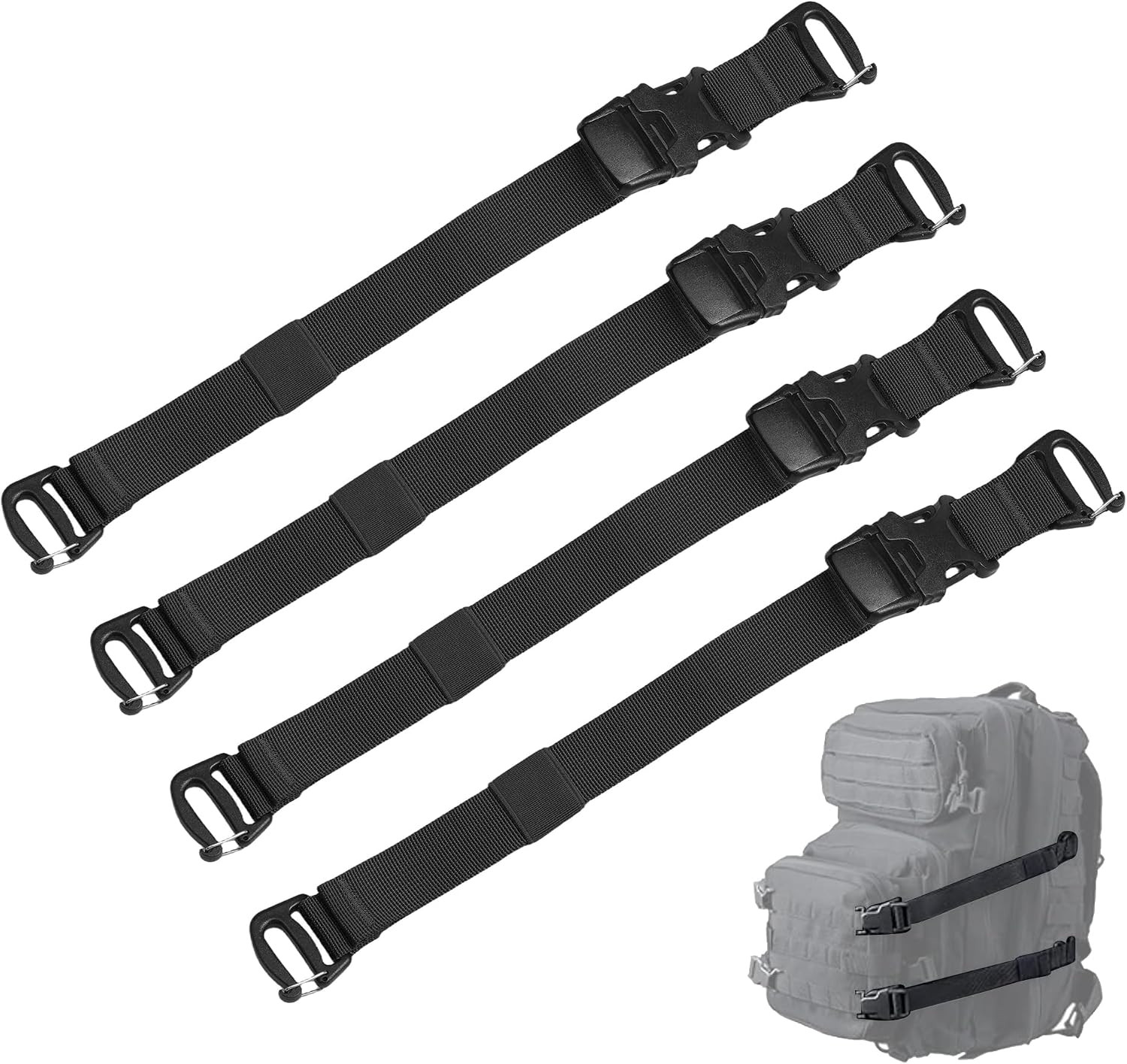 Molle Straps, 4 Pcs Tactical Molle Backpack Straps with Buckles, Adjustable Atta