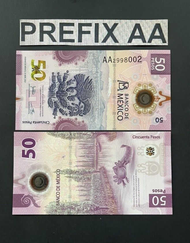 MEXICO 2021 - 50 PESOS, AA PREFIX "WINNER OF THE BANKNOTE OF THE YEAR" UNC. NEW.