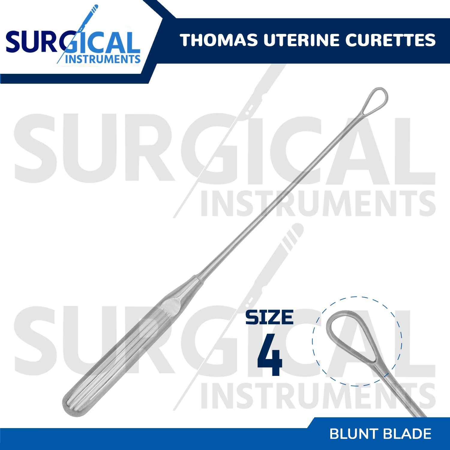 THOMAS Uterine Curettes 11" Size # 4 Malleable Blunt Blade OB/GYN German Grade