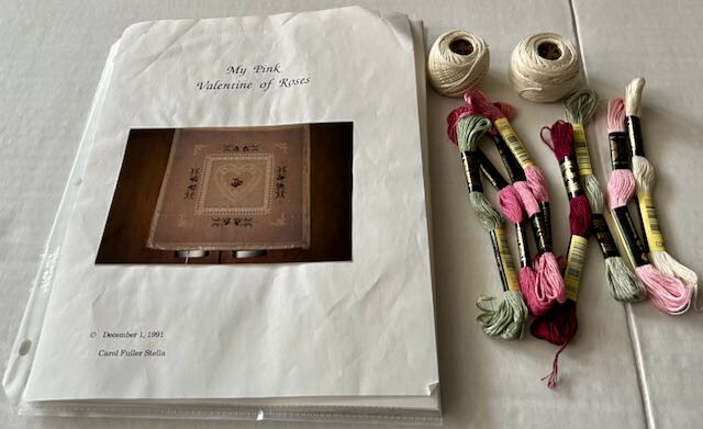 1991 My Pink Valentine of Roses Needlepoint Pattern Graph Carol Fuller Stella