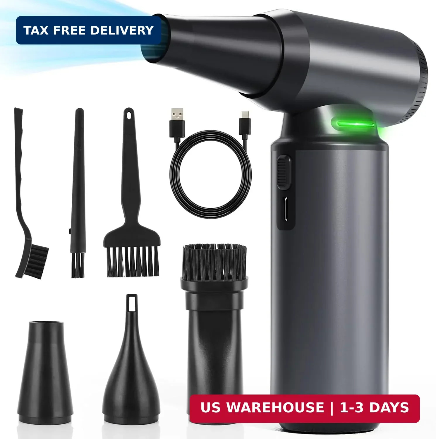 Compressed Air Duster - 300000RPM Brushless Motor Cordless Blower, 8000mAh Recha