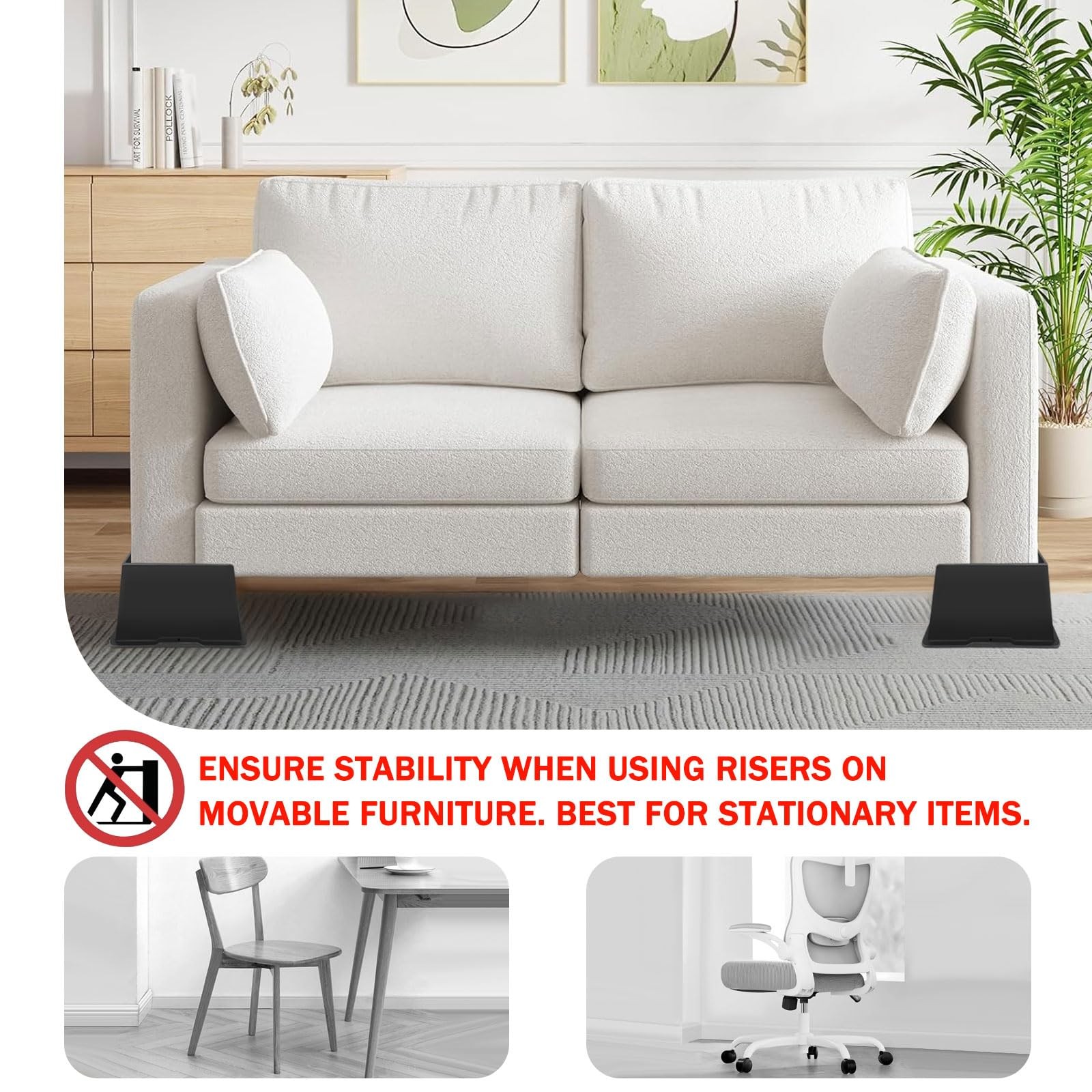Bed Risers 6 Inch Heavy Duty,Oversized Couch Risers, Extra Wide Furniture Ris...