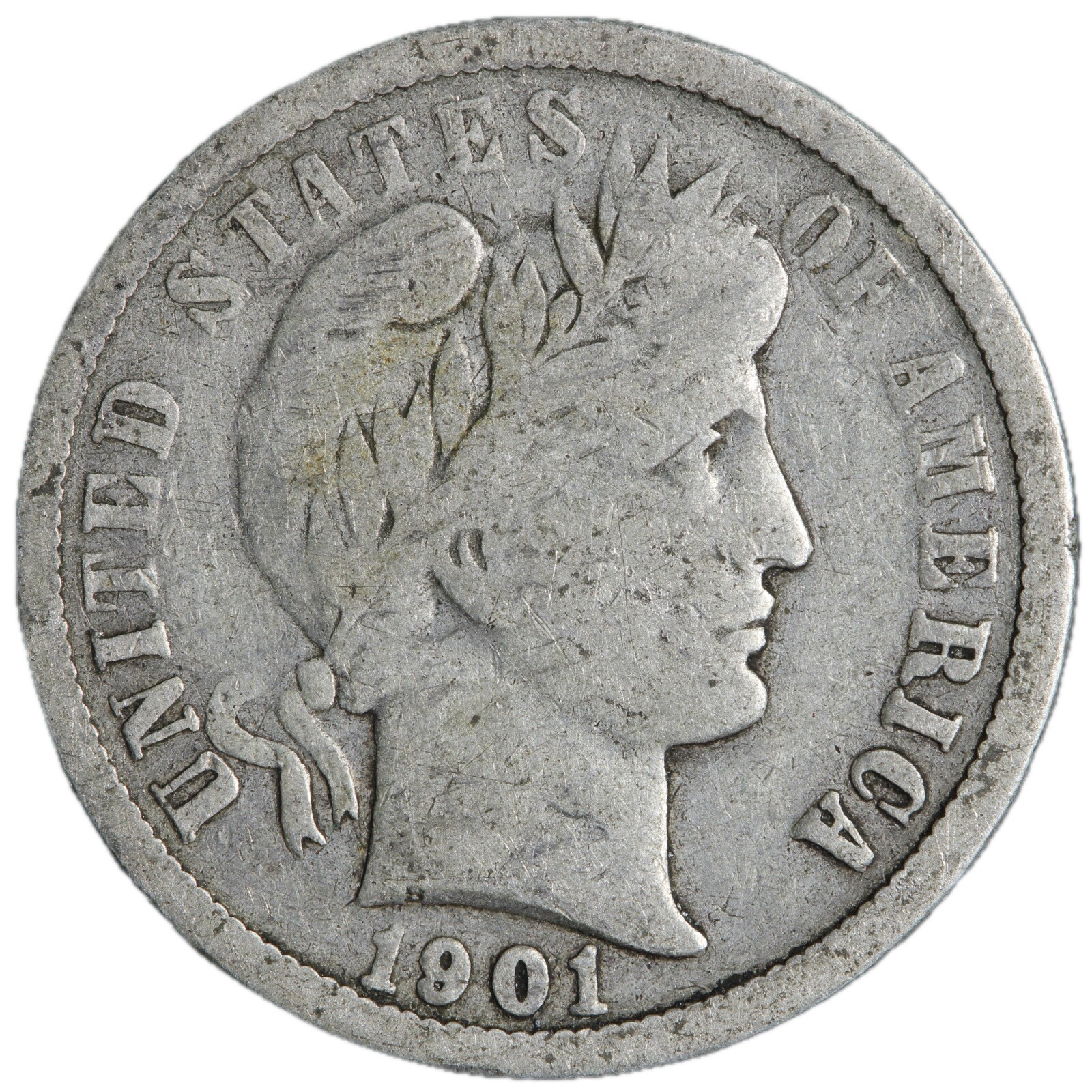 1901-O Barber Dime Nice Circulated VG/FINE! Complete Your Album!