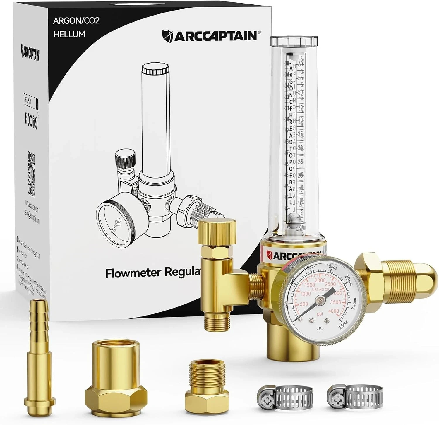 Argon/CO2/Helium Regulator, MIG and TIG Flow Meter Gas Regulator...