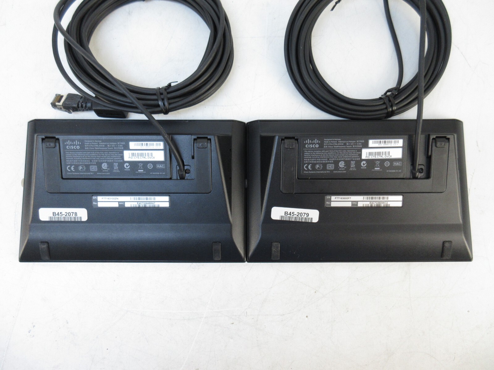 2x Cisco CTS-CTRL-DVC8 TelePresence 8-Inch Touch Screen Missing Some Accessories