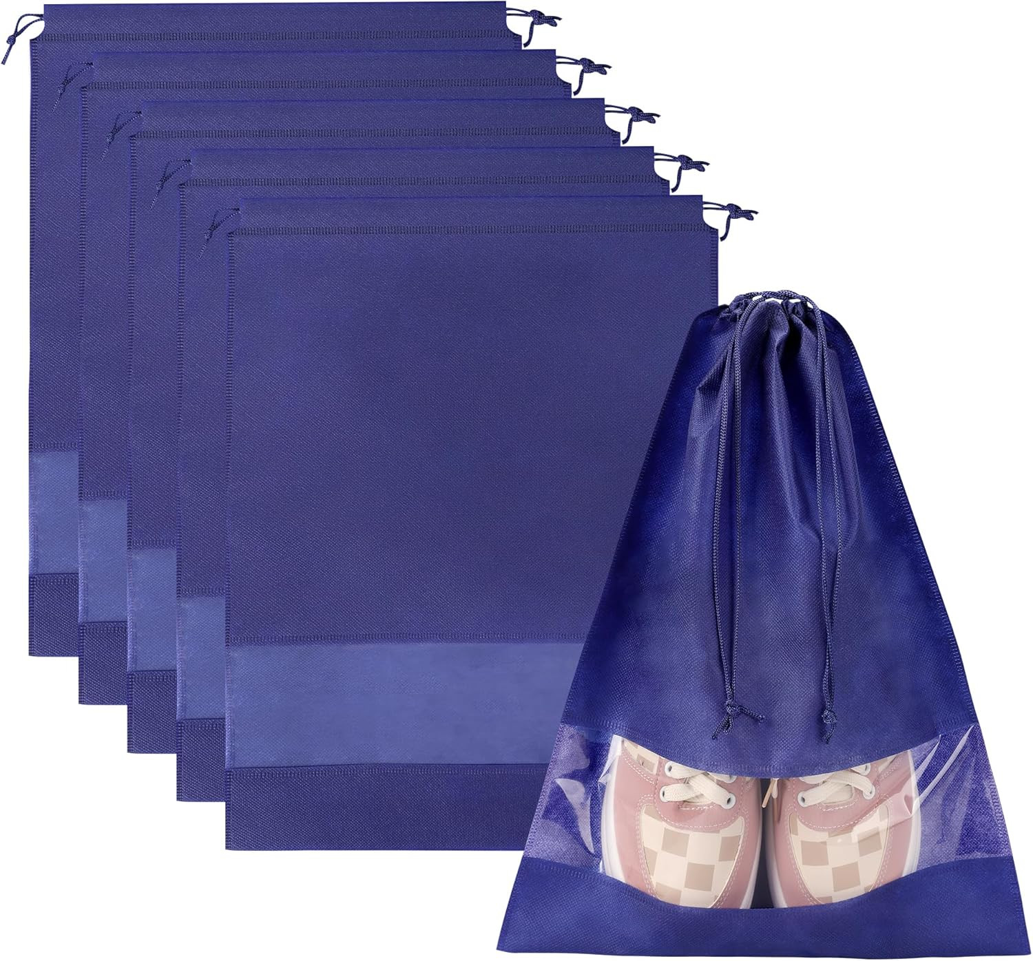 5 Pack Shoe Bags for Travel, Large Travel Shoe Bags for Packing with Clear Windo
