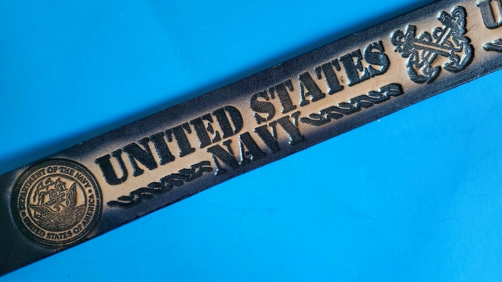US NAVY Genuine Leather Belt & US NAVY Epoxy Buckle - All Sizes