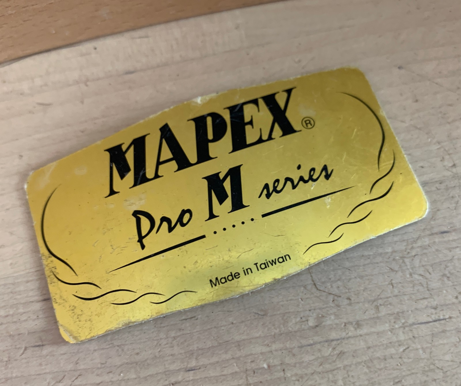 MAPEX PRO M Series Drum BADGE Adhesive Logo Metal Plate Emblem Part 90s 00s Vtg