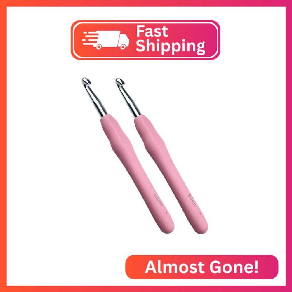 Mdoker 8mm 2PCS Crochet Hook Ergonomic Handle Crochet Hook Needles for Arthritic
