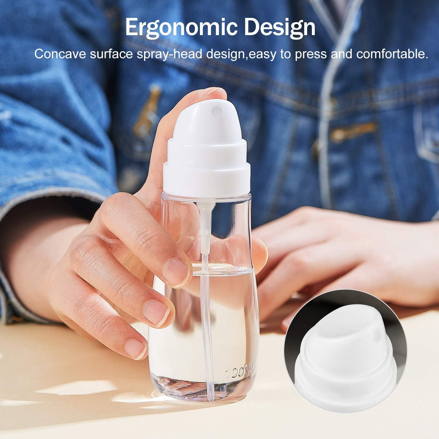 Small Spray Bottle with Fine Mist, 2 Pack 3.4Oz/100Ml TSA Approved Travel Size,