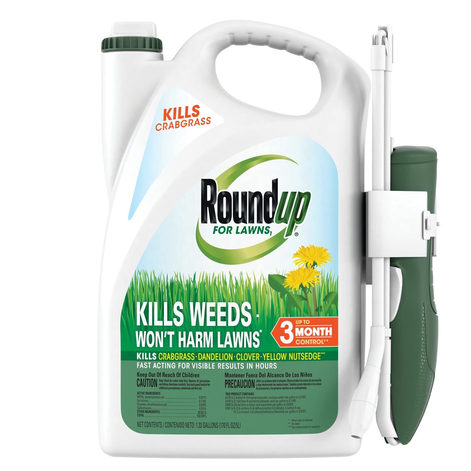 Roundup For Lawns Ready-To-Use with Extend Wand,Tough Weed Killer Use N 1.33 gal