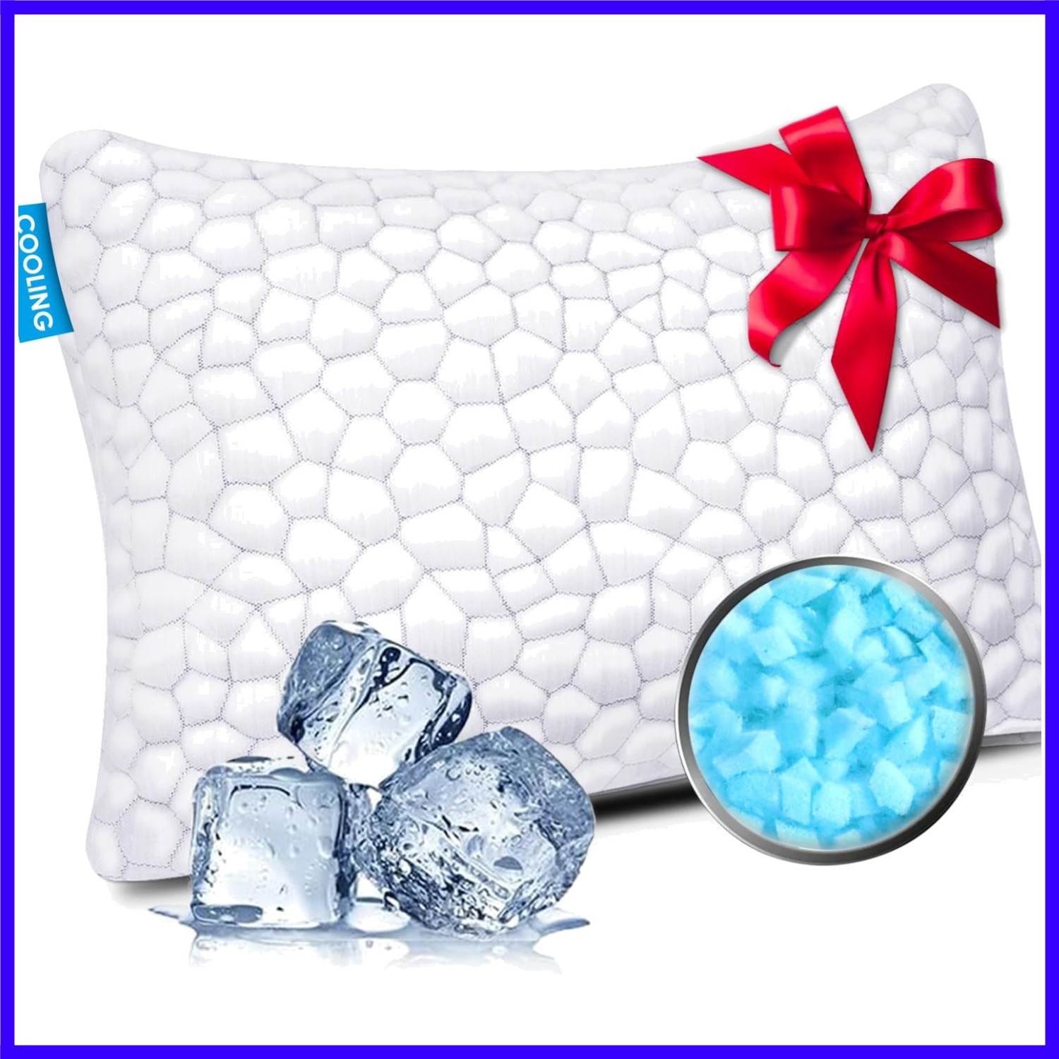Cooling Bed Pillows for Sleeping 1 Pack Shredded Memory Foam Pillows Adjustab...