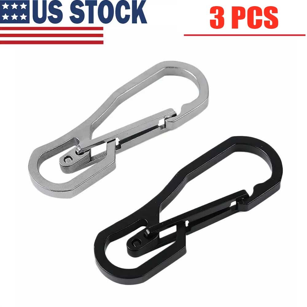 3x Stainless Steel Carabiner Key Chain Clip Hook Buckle Keychain Outdoor Hiking