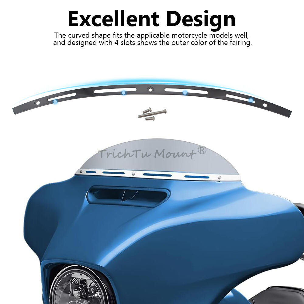 Black 4 Slot Fairing Windshield Trim for Harley Street Glide Special FLHXS 14-23