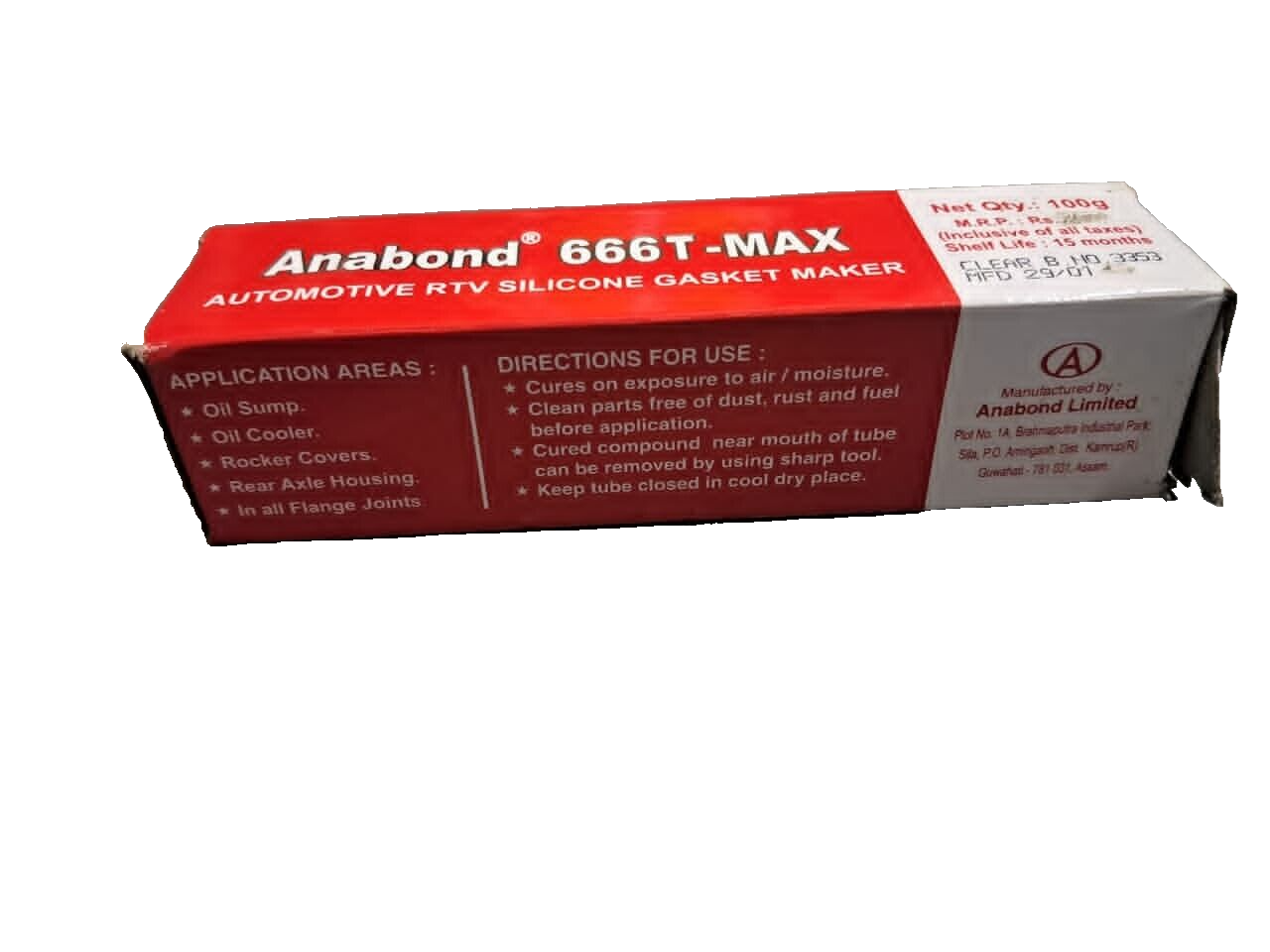 Anabond 666T-MAX | Automotive RTV Silicone Gasket Maker | 100g OEM QUALITY