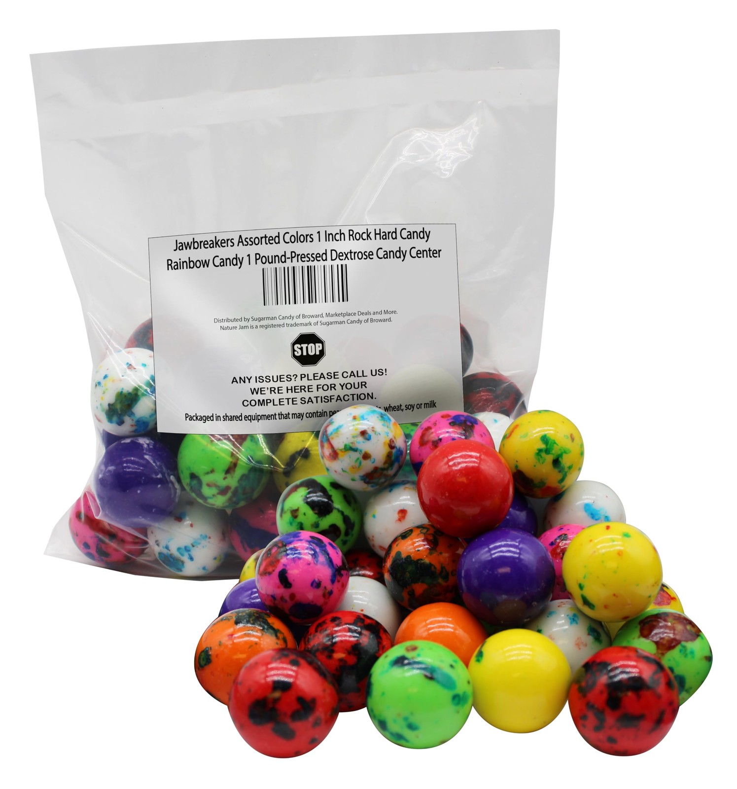 Jawbreakers Assorted Colors 1 Inch Rock Hard Candy Rainbow Candy 1 Pound Pressed
