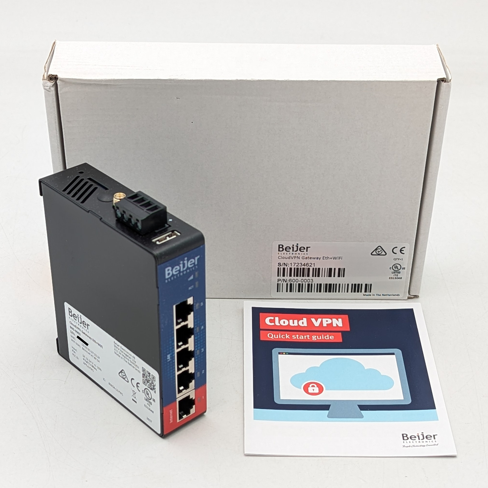 Beijer CloudVPN Gateway w/Ethernet & Wi-Fi 5-Port (600-0003) Black