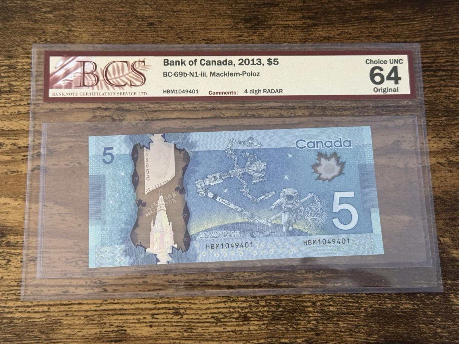 RARE CONSECUTIVE RADAR RUN - Canada $5 Frontier - HBM Pref - BCS 64 Choice UNC