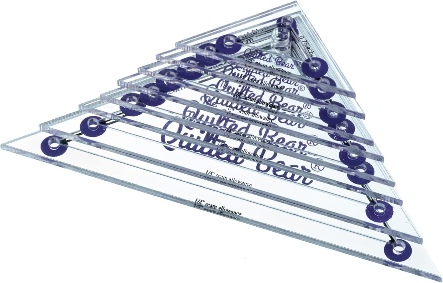 The Quilted Bear Right Angle Triangle Quilting Templates – 8 Clear Non-Slip Acry
